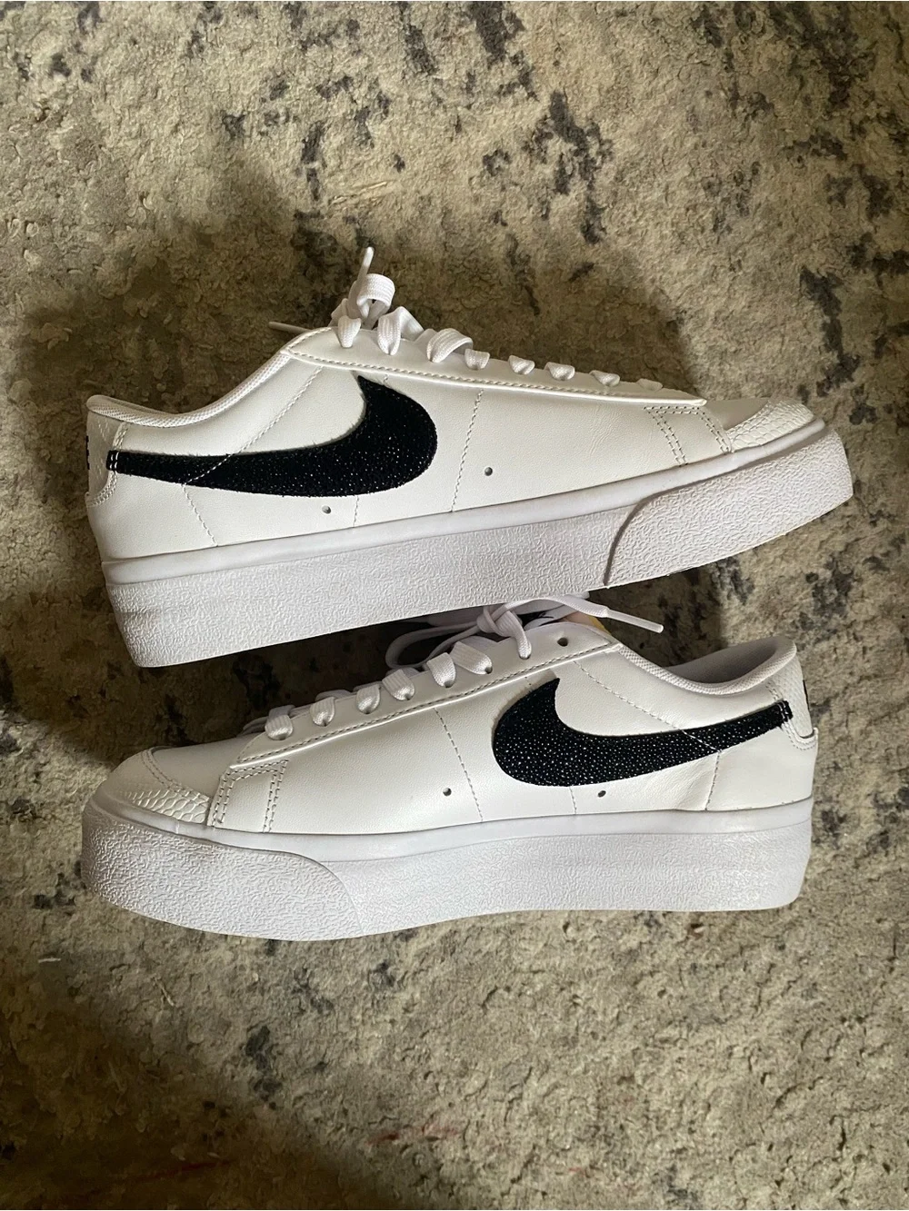 Nike Women’s White Low-Top Platform Sneakers with Black Swoosh